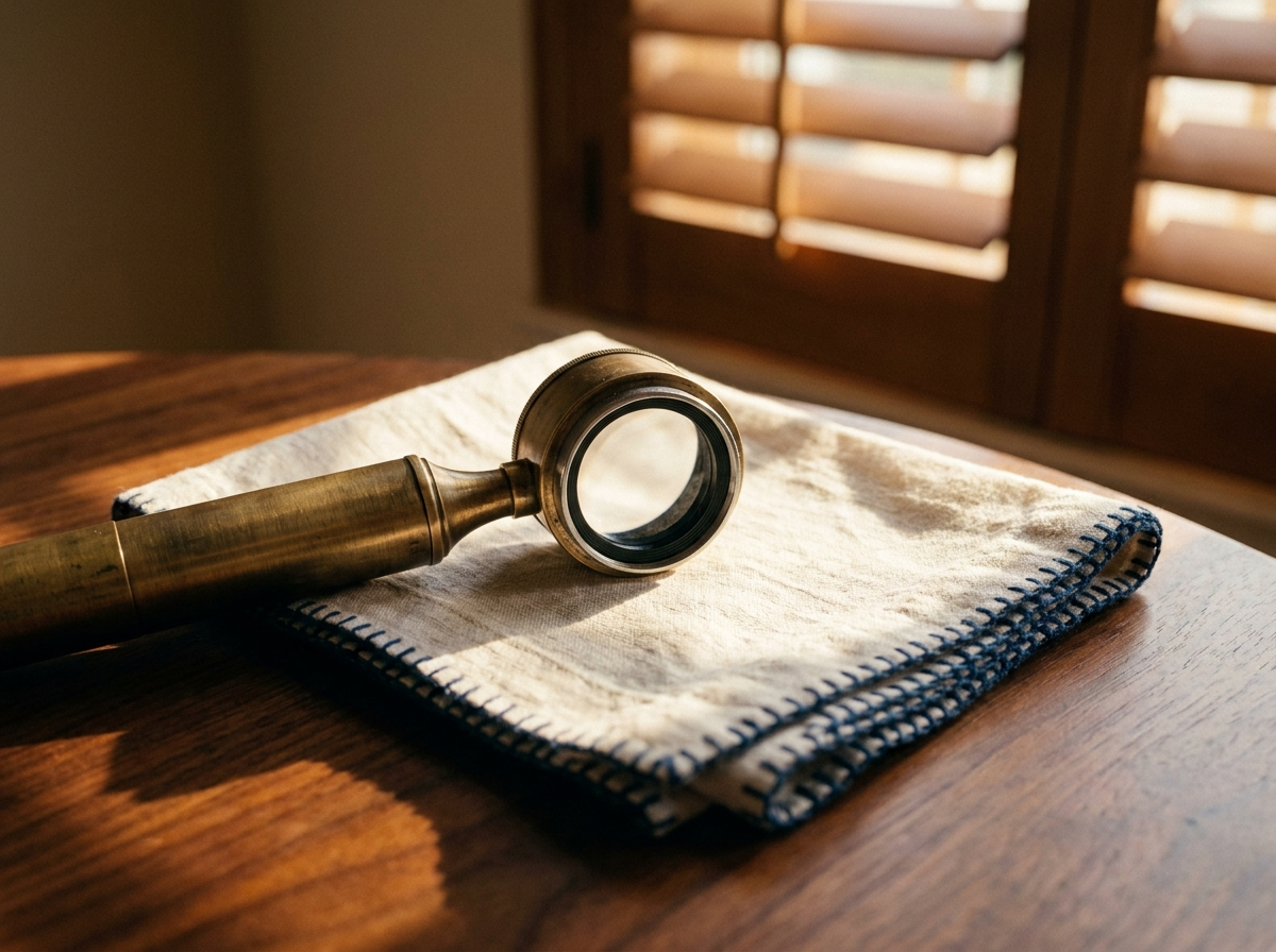 Brushed-brass dermatoscope on linen — Medical & Surgical Dermatology